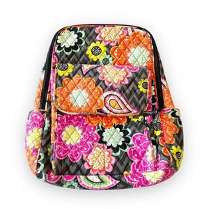 Vera Bradley Iconic‎ Campus Backpack Ziggy Zinnia Black Quilted Floral School